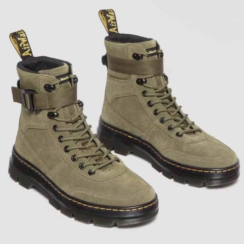Dr. Martens Olive Green Women's Suede Combat Boots
